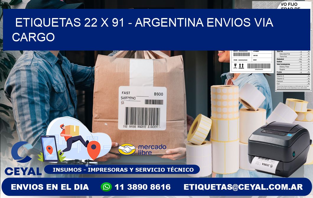 ETIQUETAS 22 x 91 - ARGENTINA ENVIOS VIA CARGO