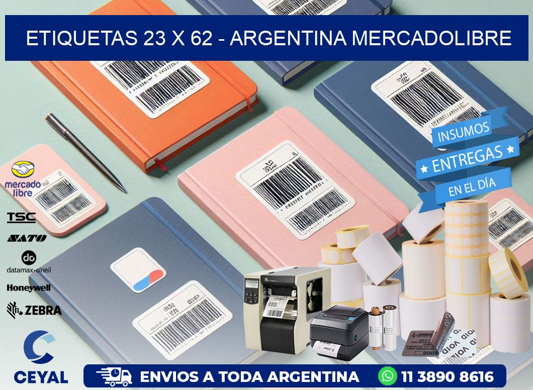 ETIQUETAS 23 x 62 - ARGENTINA MERCADOLIBRE
