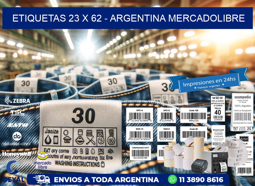 ETIQUETAS 23 x 62 - ARGENTINA MERCADOLIBRE