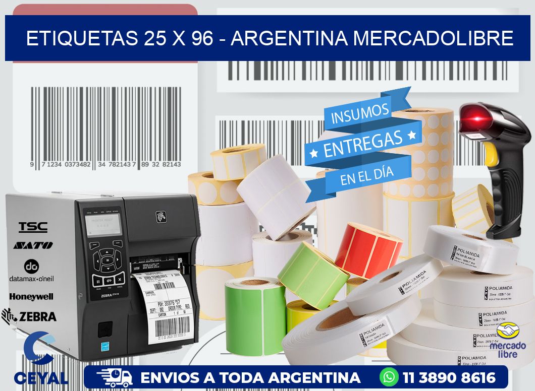 ETIQUETAS 25 x 96 - ARGENTINA MERCADOLIBRE