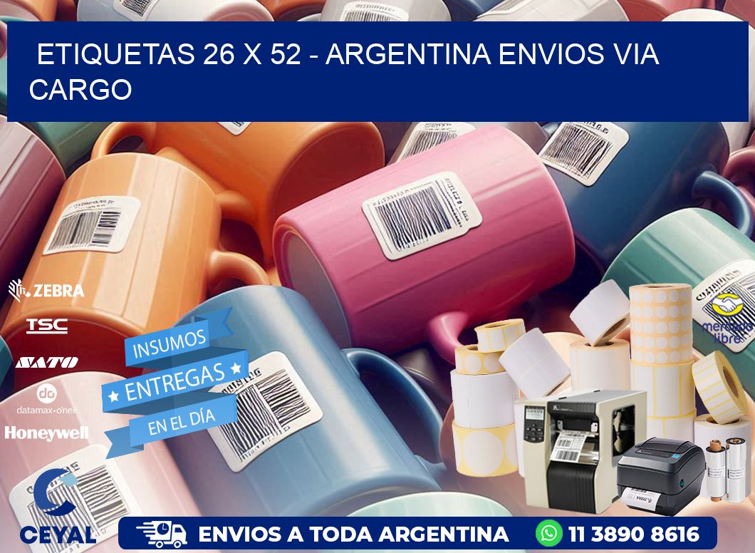 ETIQUETAS 26 x 52 - ARGENTINA ENVIOS VIA CARGO