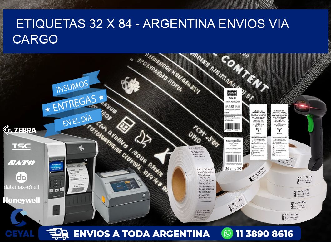 ETIQUETAS 32 x 84 - ARGENTINA ENVIOS VIA CARGO