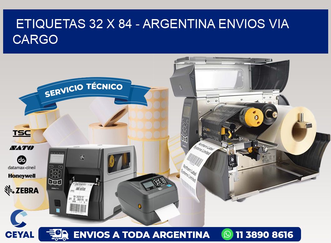 ETIQUETAS 32 x 84 - ARGENTINA ENVIOS VIA CARGO