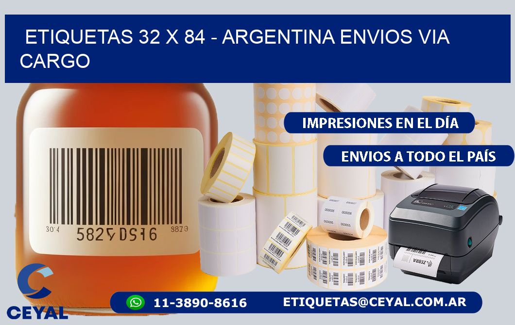 ETIQUETAS 32 x 84 - ARGENTINA ENVIOS VIA CARGO