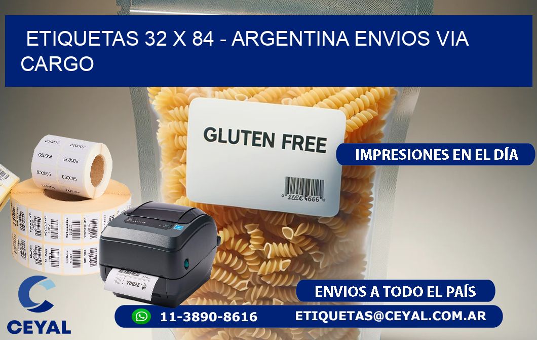 ETIQUETAS 32 x 84 - ARGENTINA ENVIOS VIA CARGO