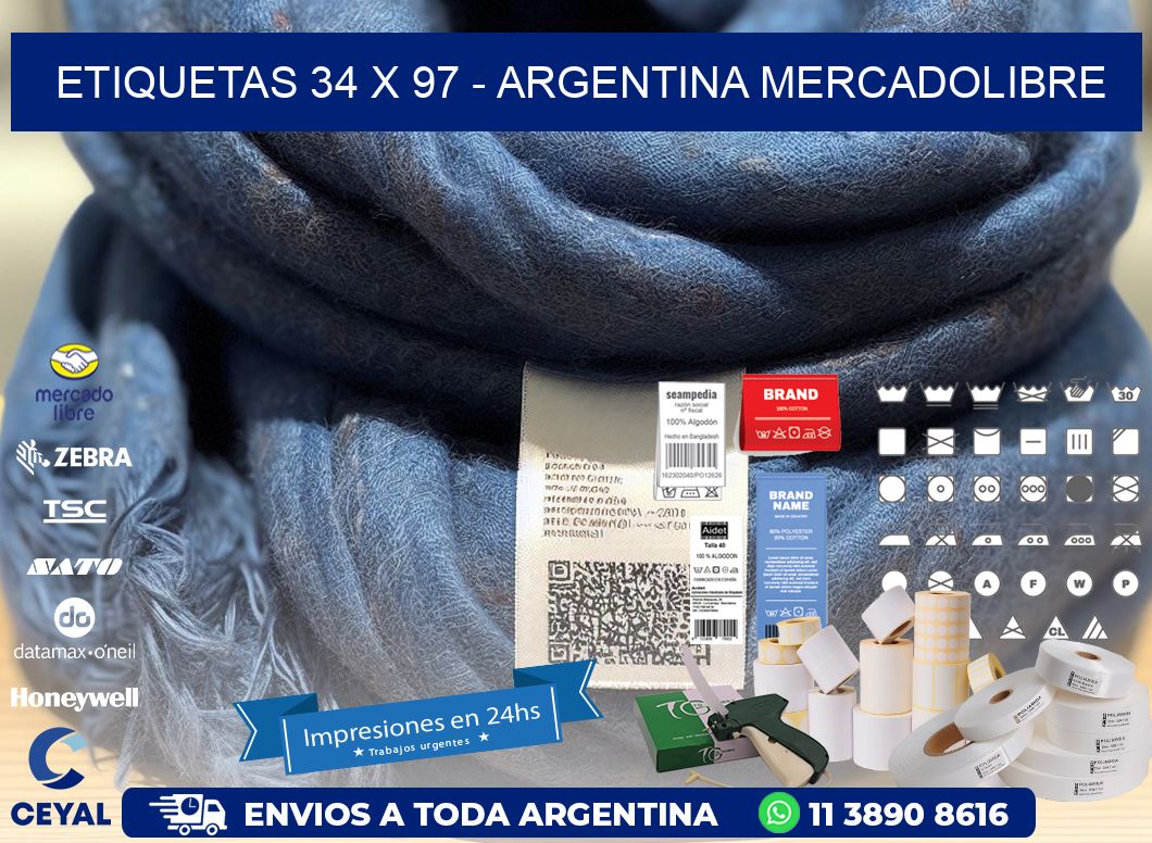 ETIQUETAS 34 x 97 - ARGENTINA MERCADOLIBRE