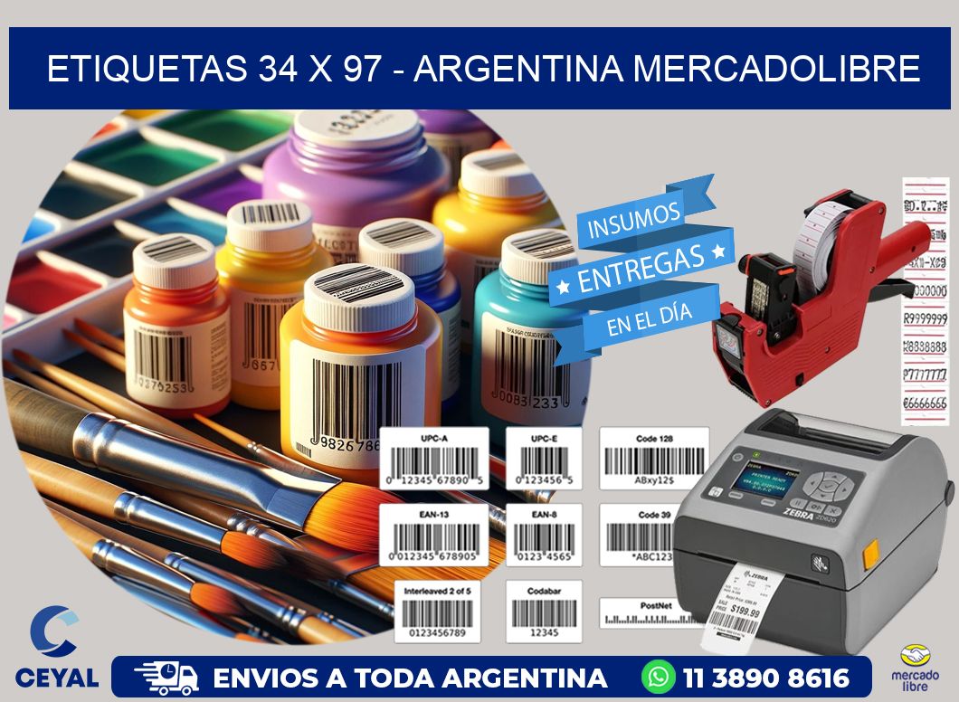 ETIQUETAS 34 x 97 - ARGENTINA MERCADOLIBRE
