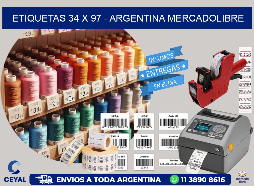 ETIQUETAS 34 x 97 - ARGENTINA MERCADOLIBRE