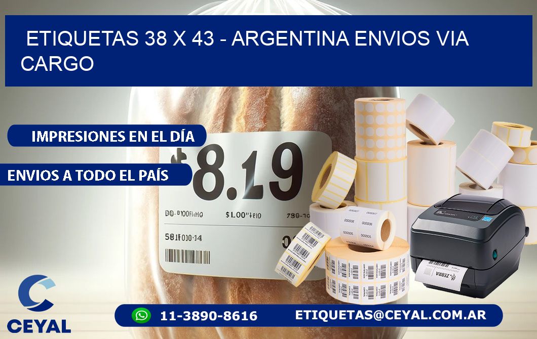 ETIQUETAS 38 x 43 - ARGENTINA ENVIOS VIA CARGO