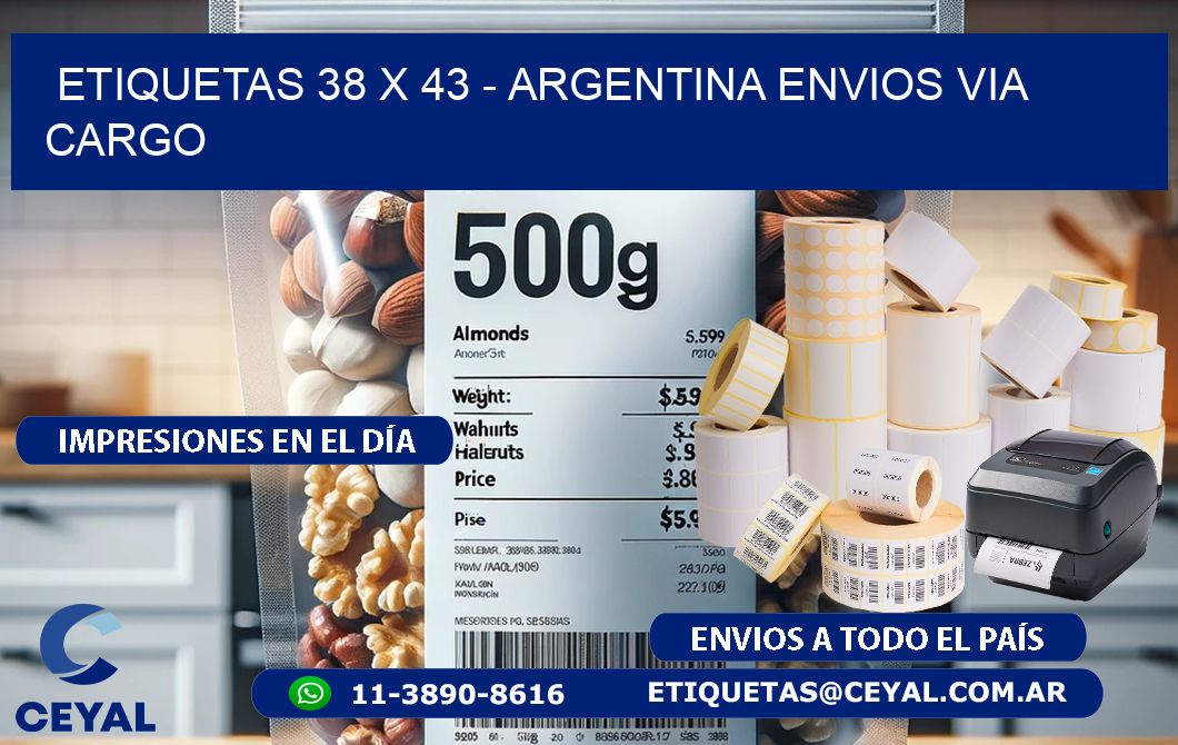 ETIQUETAS 38 x 43 - ARGENTINA ENVIOS VIA CARGO