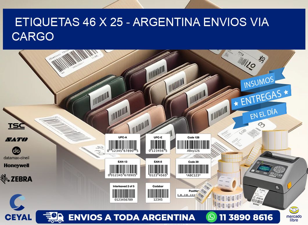 ETIQUETAS 46 x 25 - ARGENTINA ENVIOS VIA CARGO