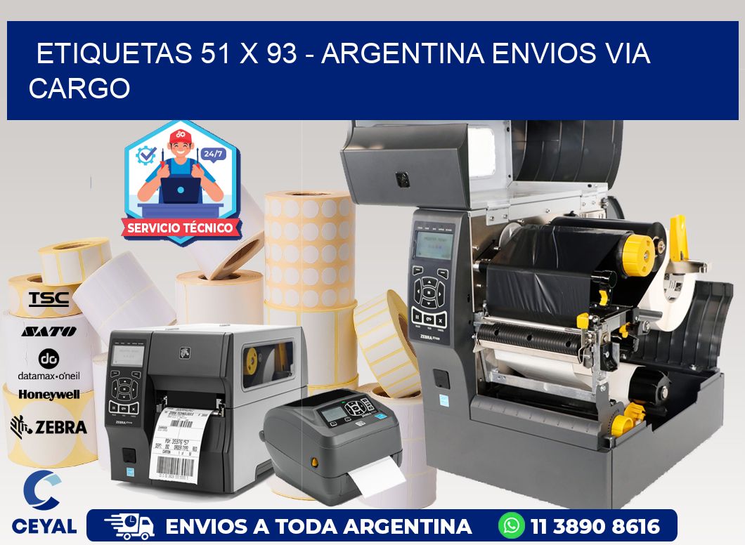 ETIQUETAS 51 x 93 - ARGENTINA ENVIOS VIA CARGO