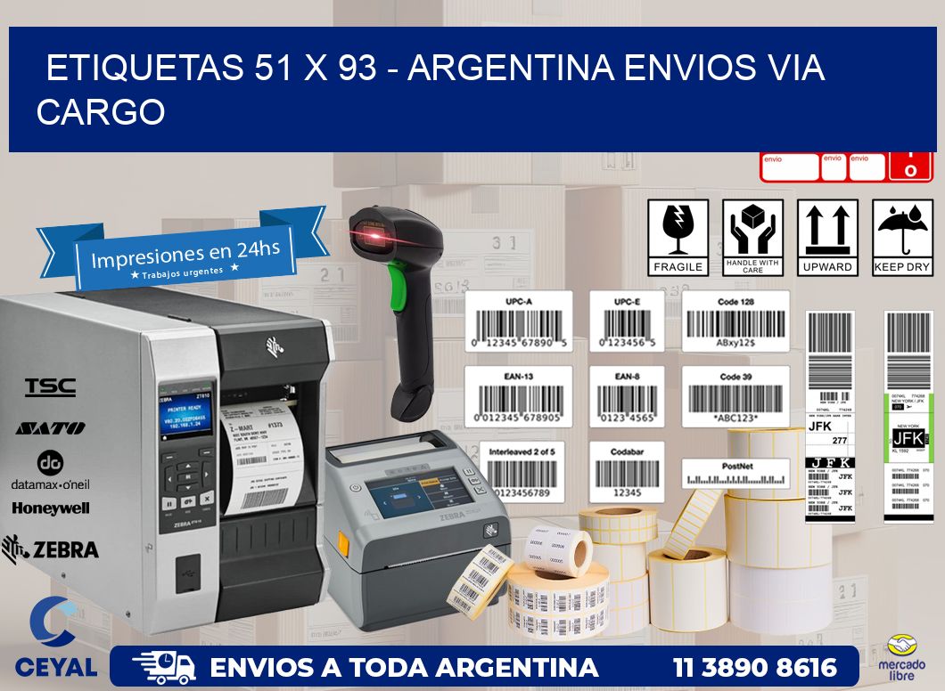 ETIQUETAS 51 x 93 – ARGENTINA ENVIOS VIA CARGO