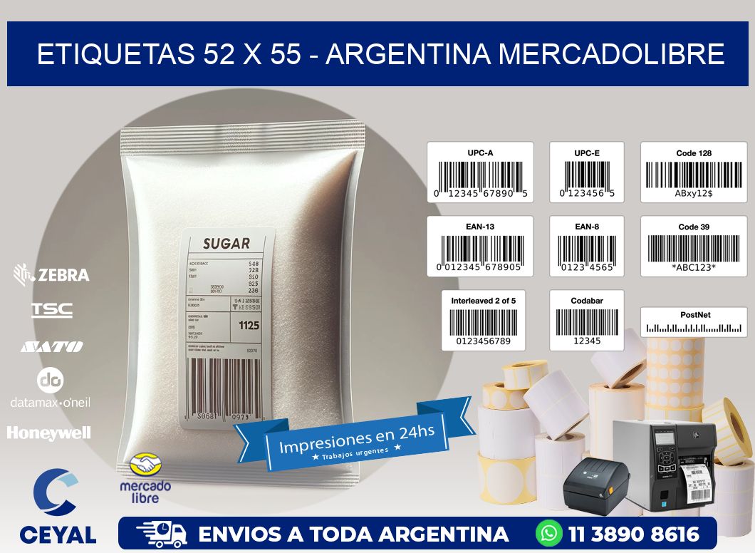 ETIQUETAS 52 x 55 - ARGENTINA MERCADOLIBRE