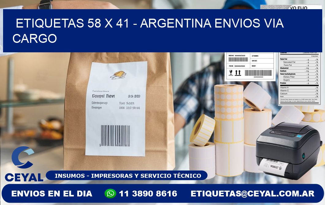 ETIQUETAS 58 x 41 - ARGENTINA ENVIOS VIA CARGO