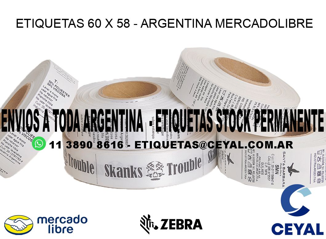 ETIQUETAS 60 x 58 - ARGENTINA MERCADOLIBRE