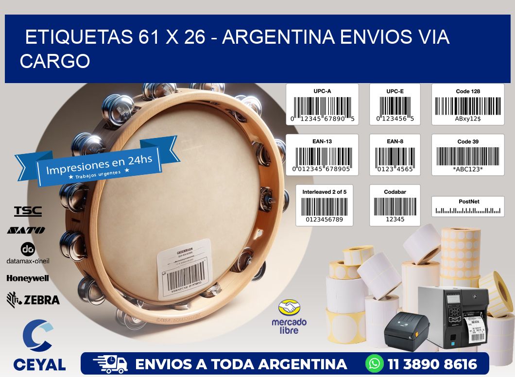 ETIQUETAS 61 x 26 - ARGENTINA ENVIOS VIA CARGO