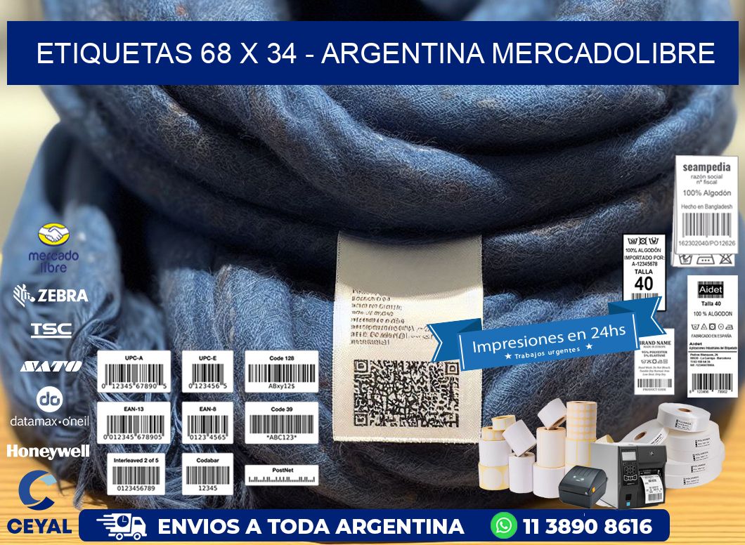 ETIQUETAS 68 x 34 - ARGENTINA MERCADOLIBRE