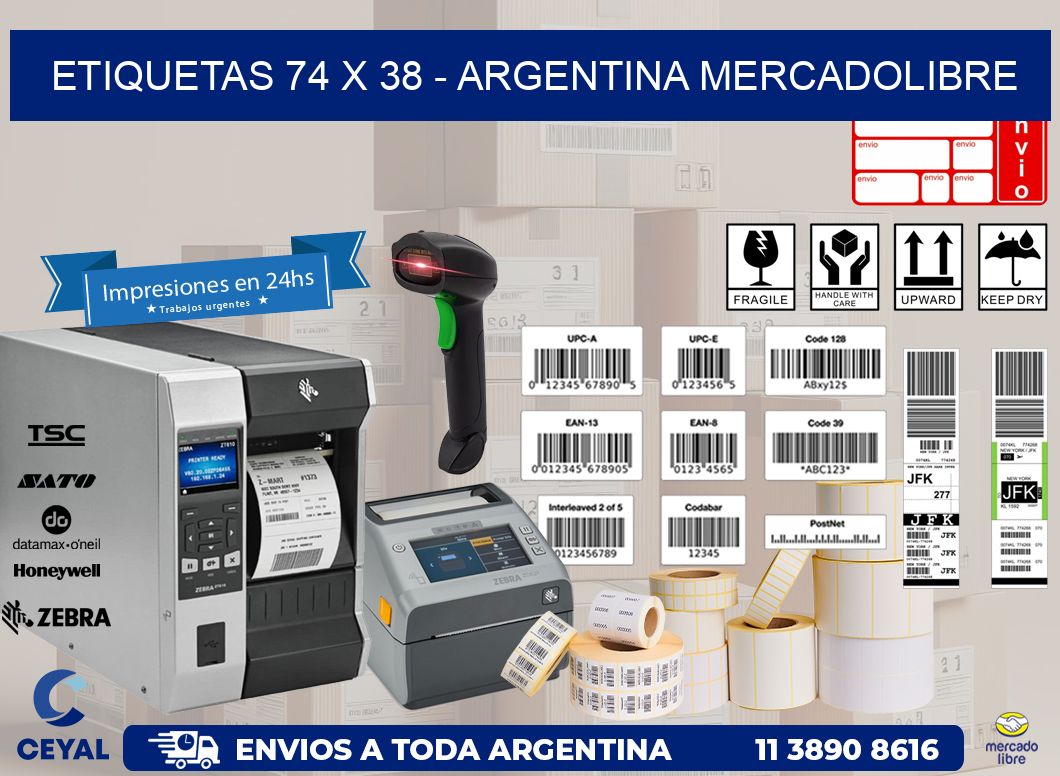 ETIQUETAS 74 x 38 - ARGENTINA MERCADOLIBRE