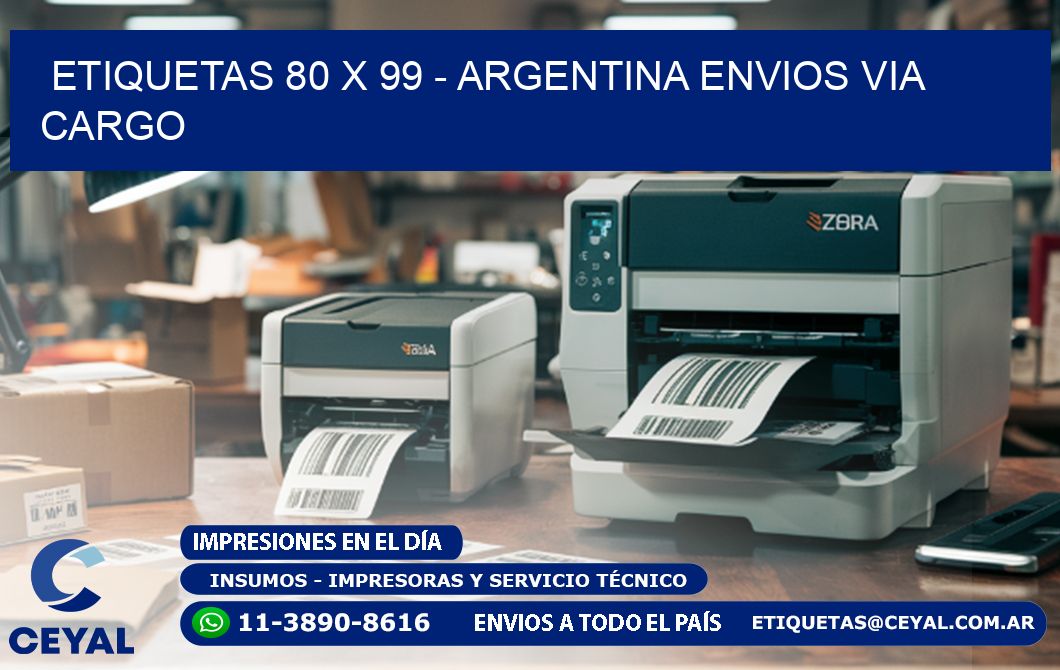 ETIQUETAS 80 x 99 - ARGENTINA ENVIOS VIA CARGO