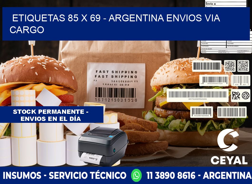 ETIQUETAS 85 x 69 - ARGENTINA ENVIOS VIA CARGO