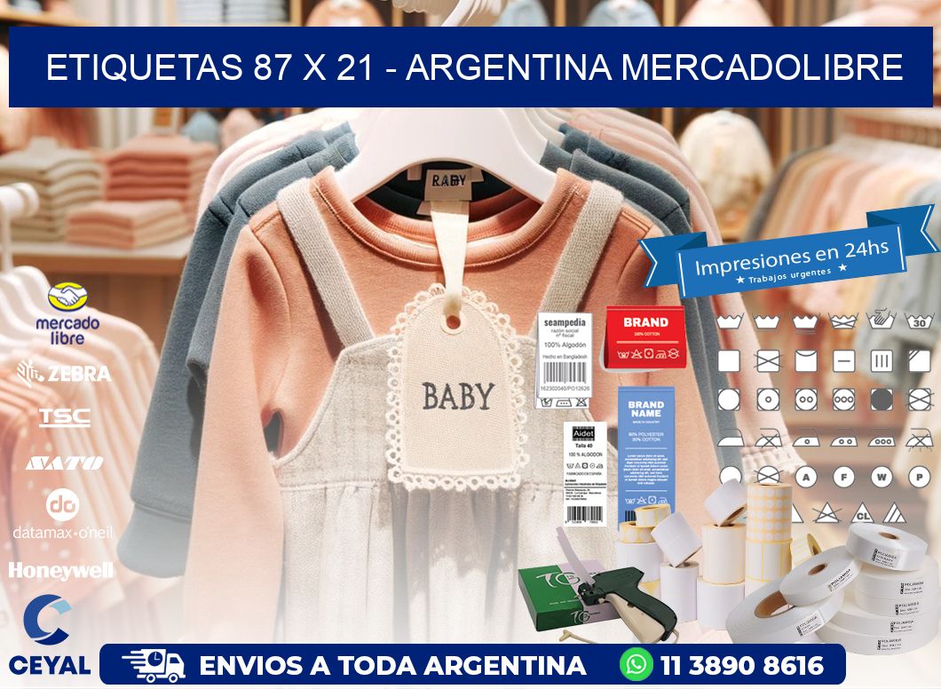 ETIQUETAS 87 x 21 - ARGENTINA MERCADOLIBRE