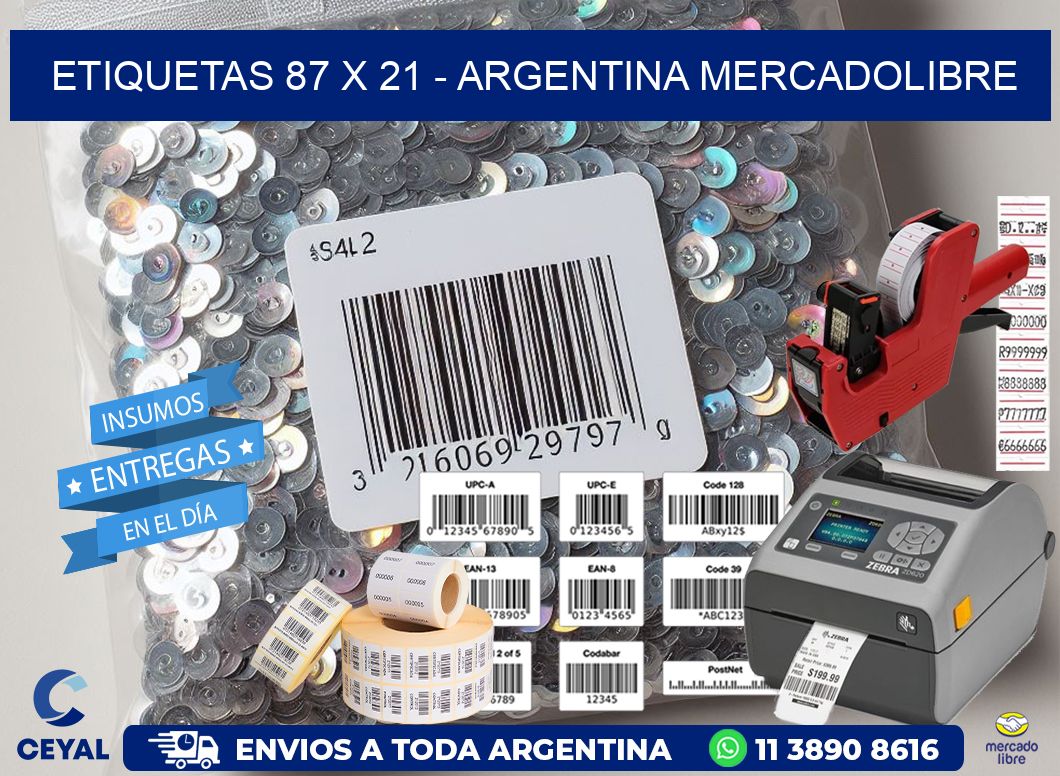 ETIQUETAS 87 x 21 - ARGENTINA MERCADOLIBRE