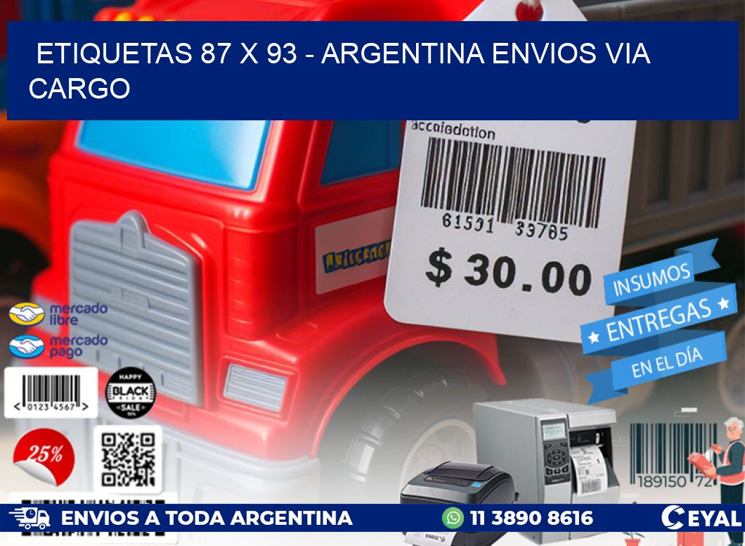 ETIQUETAS 87 x 93 - ARGENTINA ENVIOS VIA CARGO