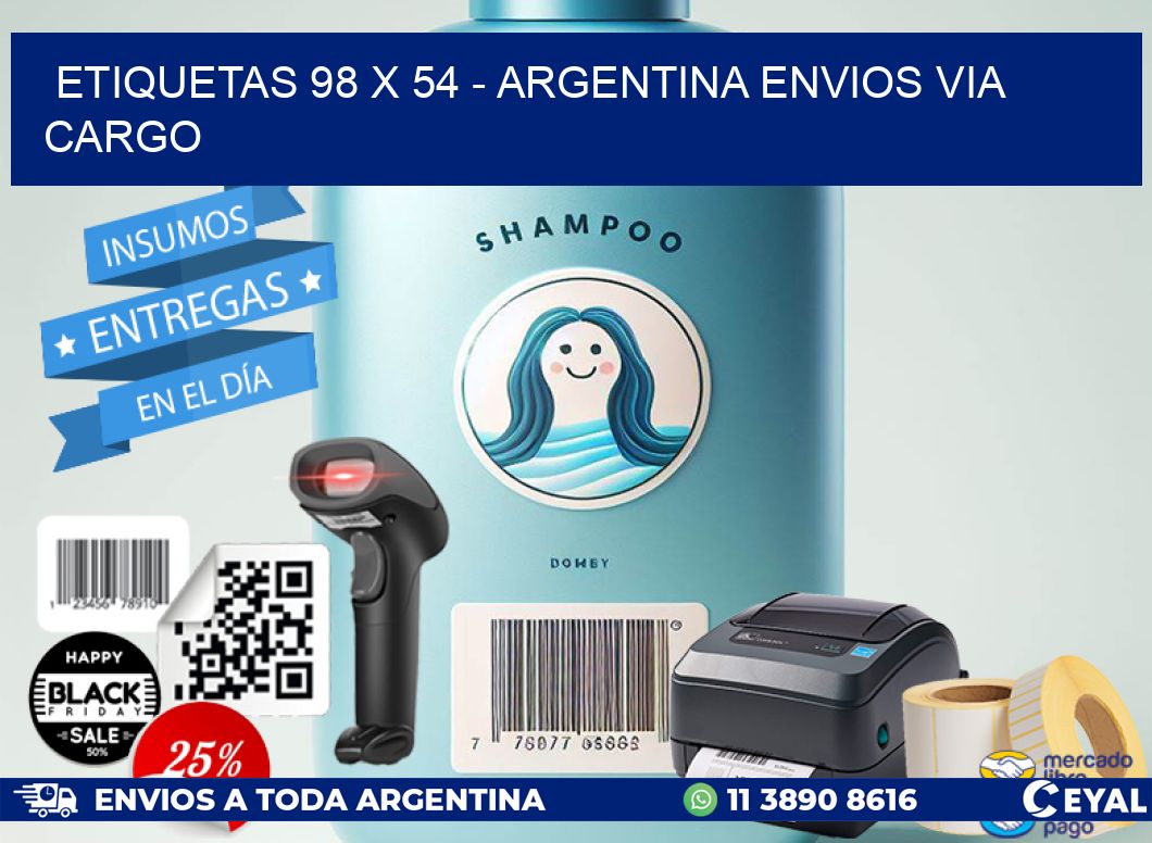 ETIQUETAS 98 x 54 - ARGENTINA ENVIOS VIA CARGO