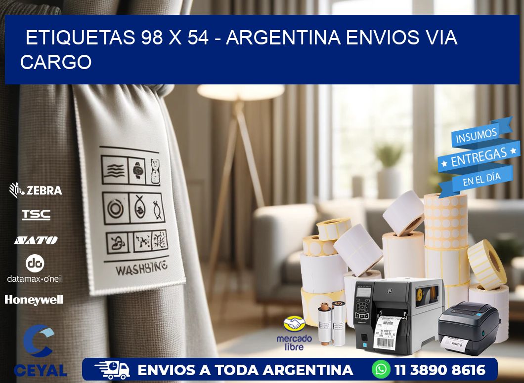 ETIQUETAS 98 x 54 - ARGENTINA ENVIOS VIA CARGO