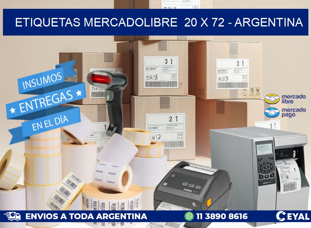 ETIQUETAS MERCADOLIBRE  20 x 72 - ARGENTINA