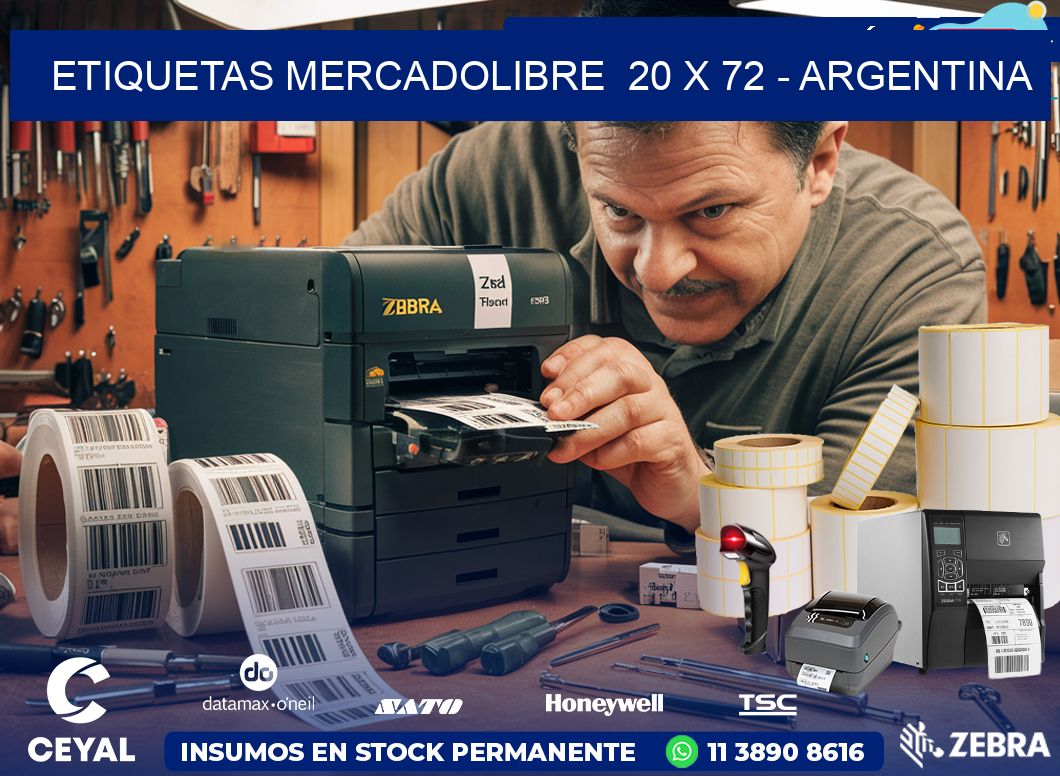 ETIQUETAS MERCADOLIBRE  20 x 72 - ARGENTINA