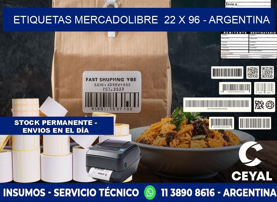 ETIQUETAS MERCADOLIBRE  22 x 96 - ARGENTINA