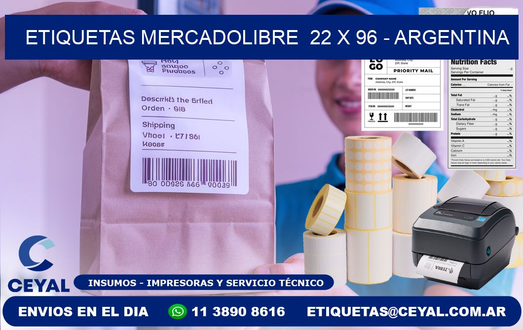 ETIQUETAS MERCADOLIBRE  22 x 96 - ARGENTINA