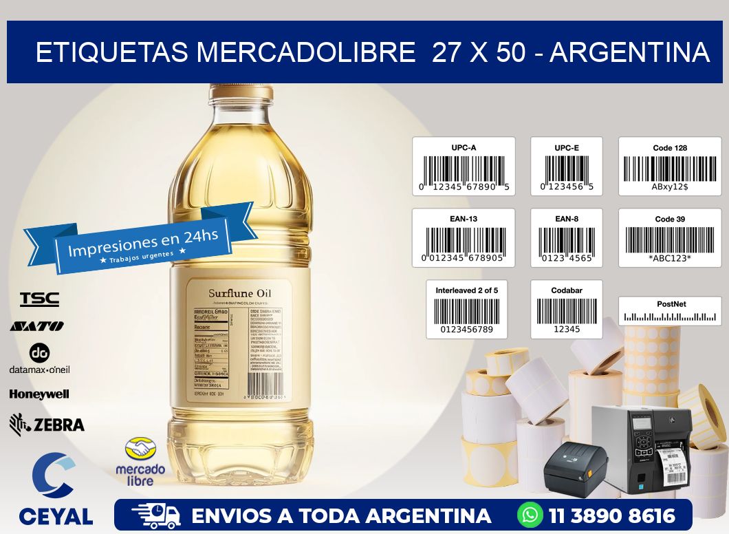 ETIQUETAS MERCADOLIBRE  27 x 50 - ARGENTINA