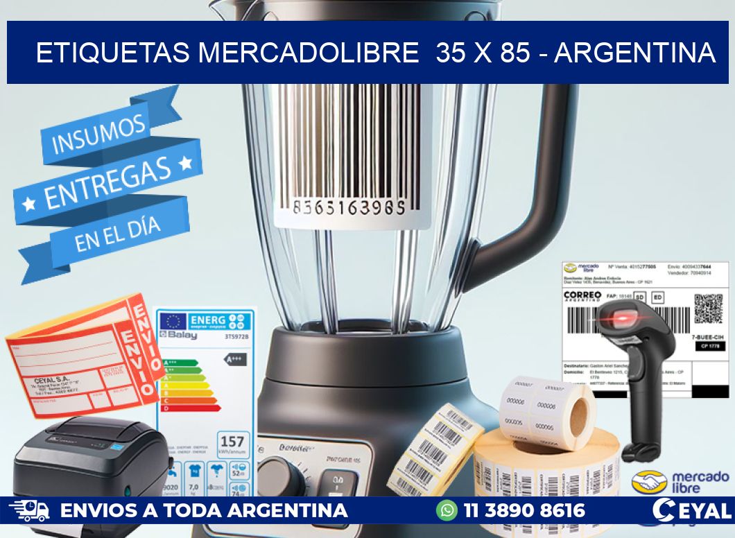 ETIQUETAS MERCADOLIBRE  35 x 85 - ARGENTINA