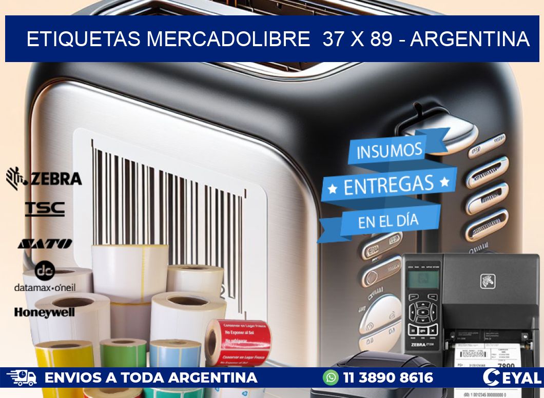 ETIQUETAS MERCADOLIBRE  37 x 89 - ARGENTINA