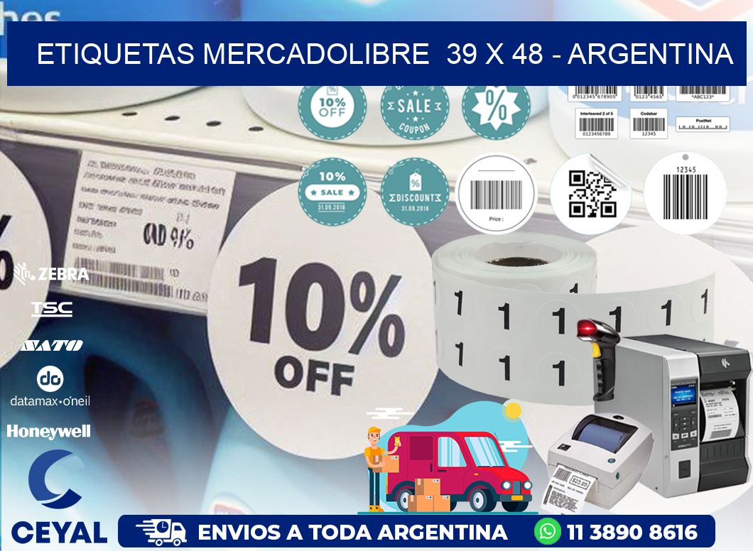 ETIQUETAS MERCADOLIBRE  39 x 48 - ARGENTINA