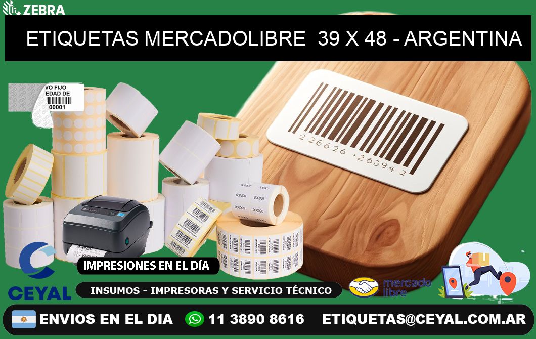 ETIQUETAS MERCADOLIBRE  39 x 48 - ARGENTINA