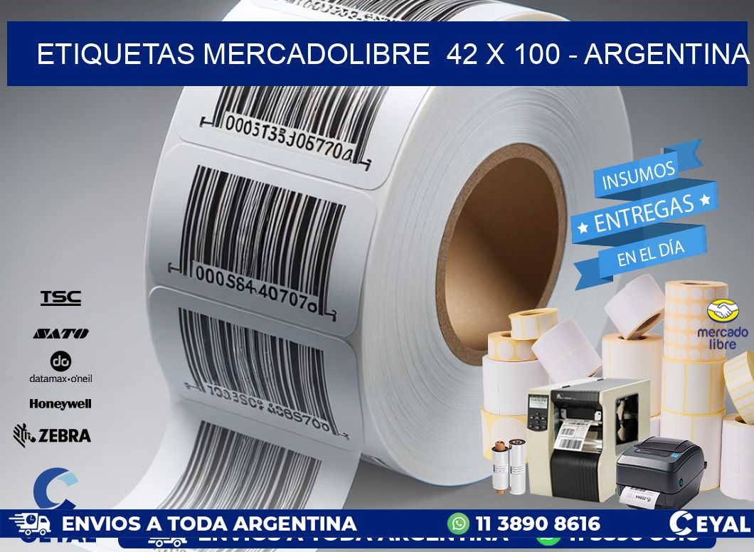 ETIQUETAS MERCADOLIBRE  42 x 100 - ARGENTINA