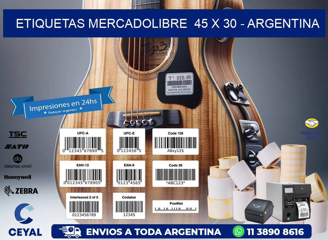 ETIQUETAS MERCADOLIBRE  45 x 30 - ARGENTINA