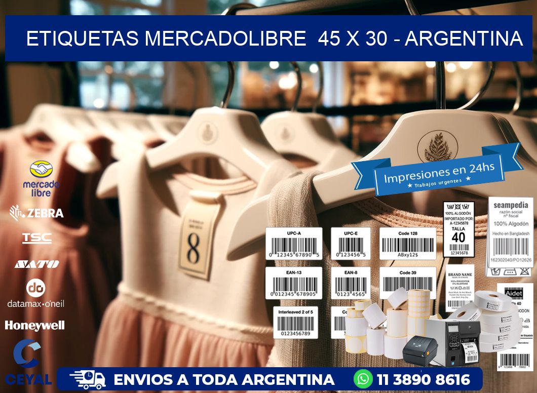 ETIQUETAS MERCADOLIBRE  45 x 30 - ARGENTINA