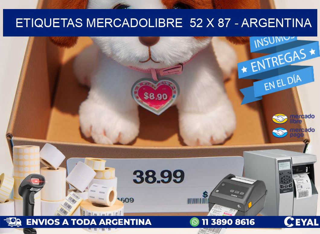 ETIQUETAS MERCADOLIBRE  52 x 87 - ARGENTINA