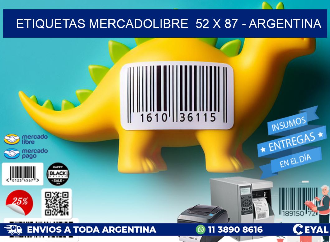 ETIQUETAS MERCADOLIBRE  52 x 87 - ARGENTINA