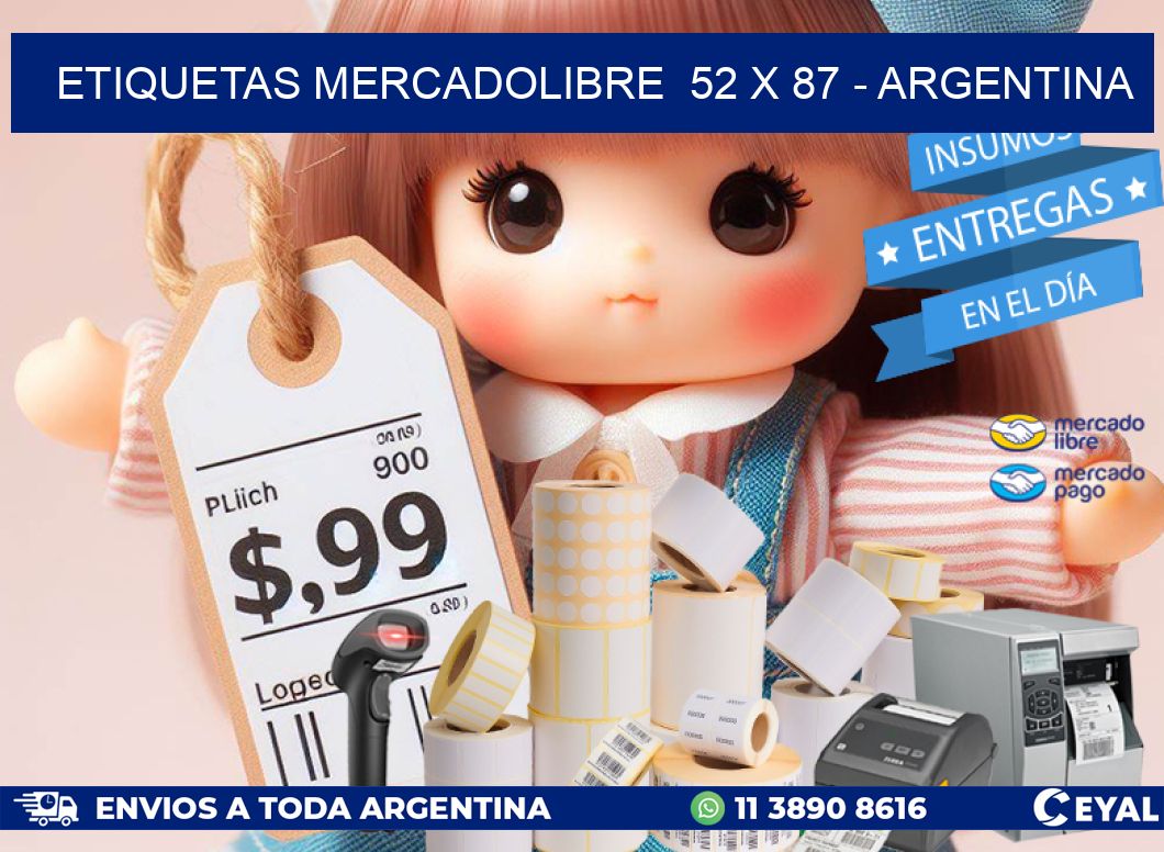 ETIQUETAS MERCADOLIBRE  52 x 87 - ARGENTINA