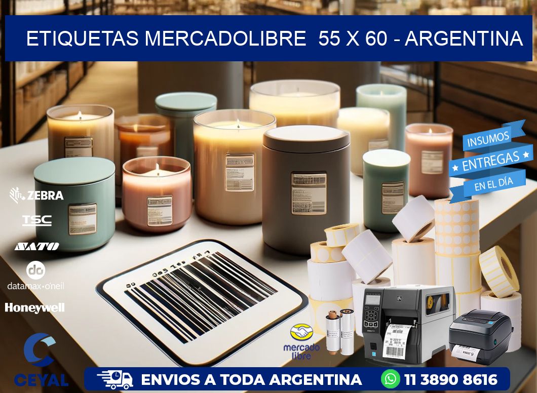 ETIQUETAS MERCADOLIBRE  55 x 60 - ARGENTINA