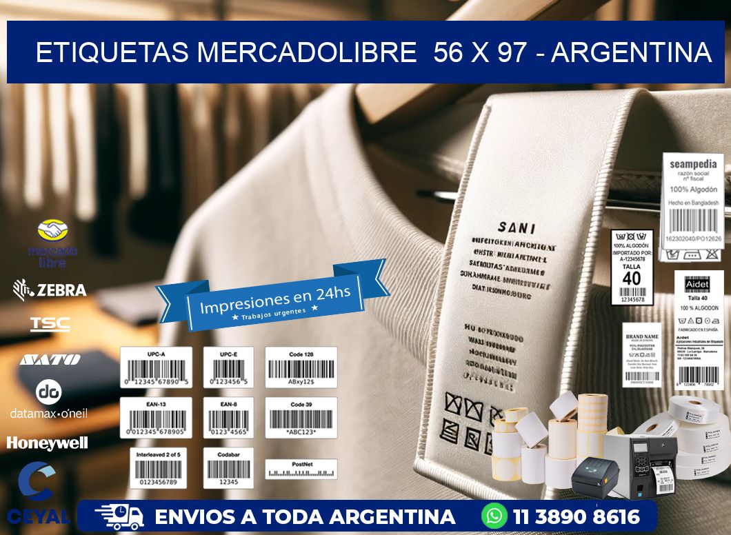 ETIQUETAS MERCADOLIBRE  56 x 97 - ARGENTINA