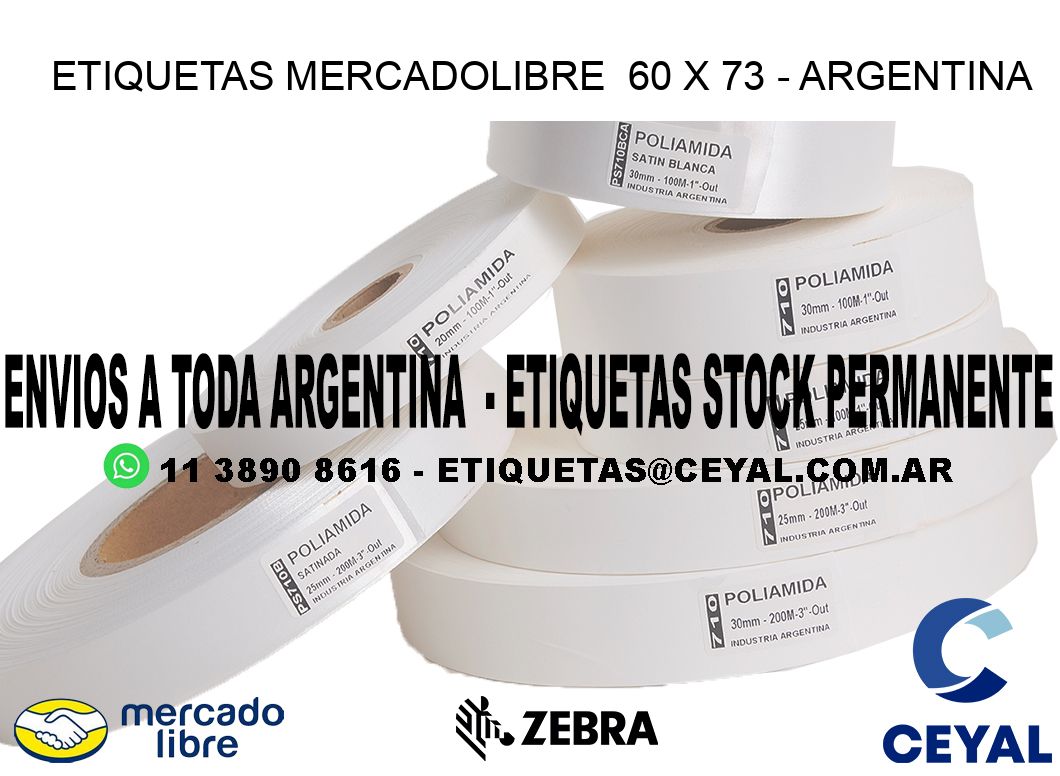 ETIQUETAS MERCADOLIBRE  60 x 73 - ARGENTINA