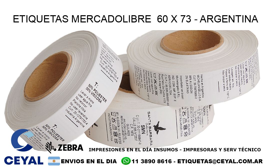 ETIQUETAS MERCADOLIBRE  60 x 73 - ARGENTINA