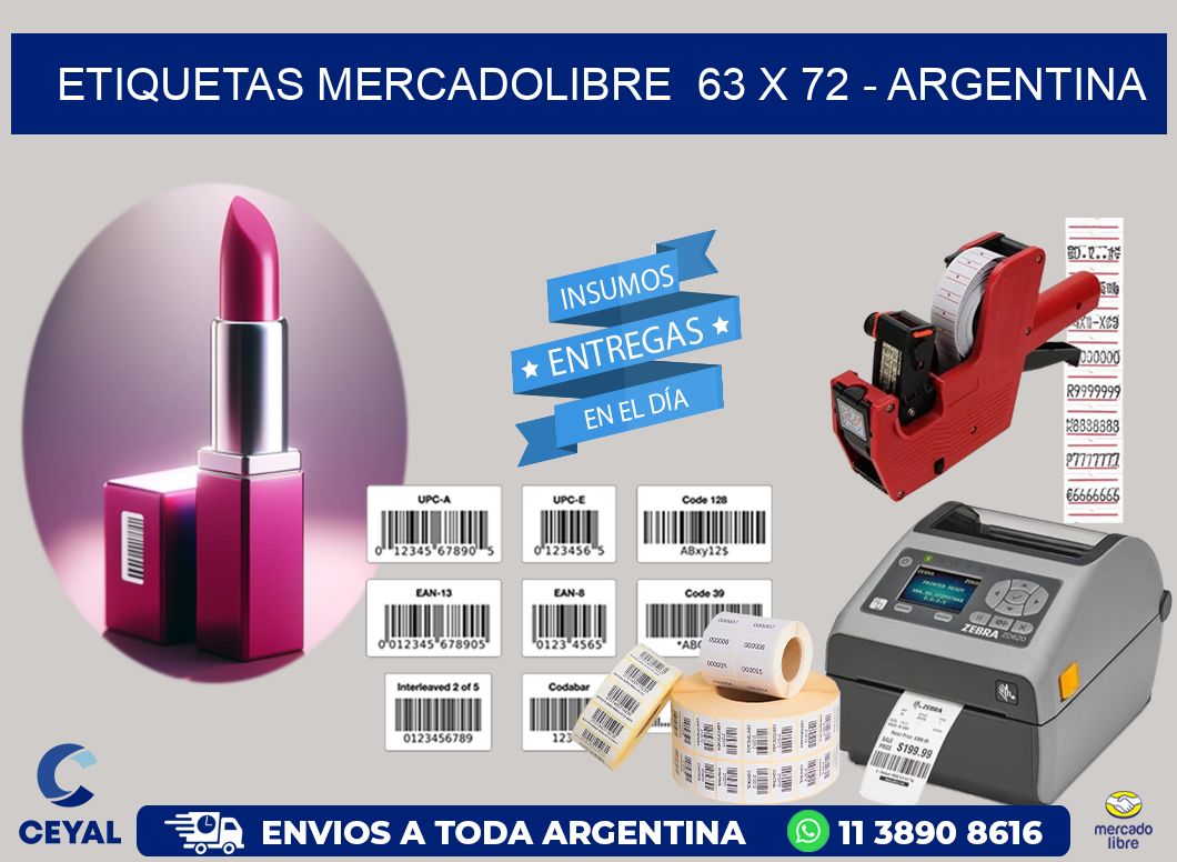 ETIQUETAS MERCADOLIBRE  63 x 72 - ARGENTINA